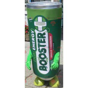 Giant electric battery mascot. Green stack mascot -