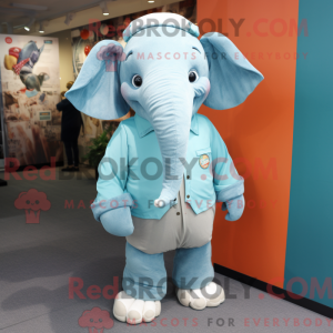 Cyan Elephant-maskot drakt...