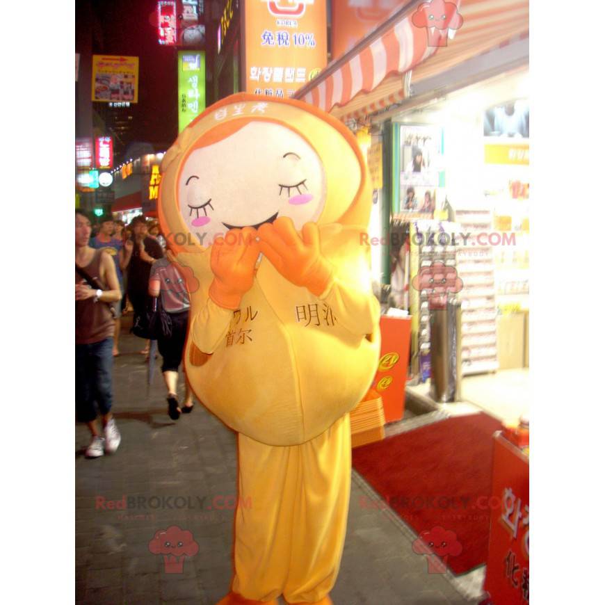 Boneca mascote em roupa amarela - Redbrokoly.com