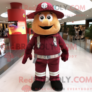 Maroon Fire Fighter maskot...
