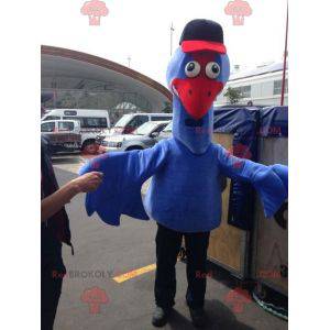 Mascota gigante pájaro azul y rojo. Mascota de avestruz -
