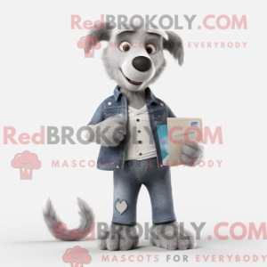 Grå hund maskot kostume...