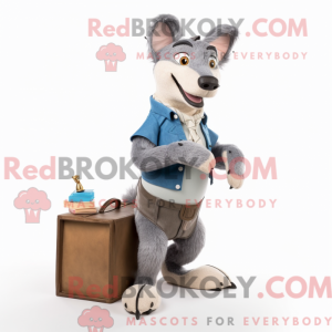 Grå hundemaskotdraktfigur...