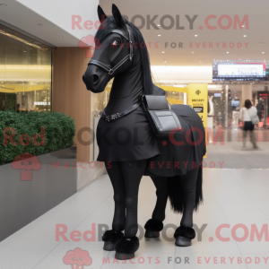 Sort hest maskot kostume...