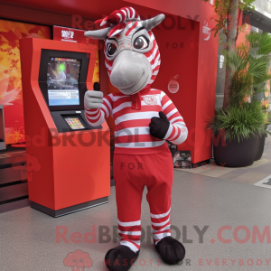 Rød Zebra-maskotdraktfigur...