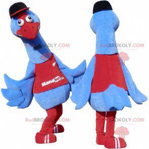 Blue bird mascot in sportswear. Stork mascot - Redbrokoly.com