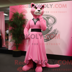 Rosa Puma-maskotdraktfigur...