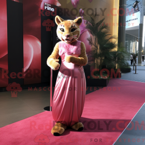 Rosa Puma-maskotdraktfigur...