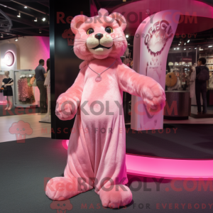 Rosa Puma-maskotdraktfigur...