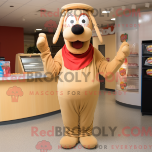 Tan Hot Dogs maskot kostume...
