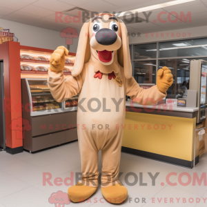 Tan Hot Dogs maskot kostume...
