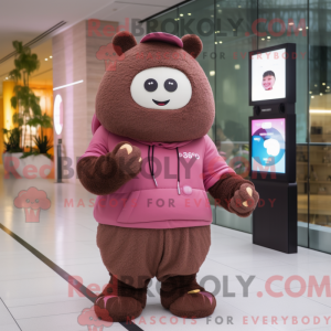 Bruin-roze mascottekostuum...