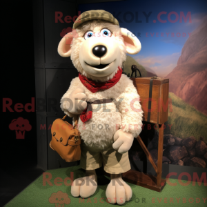 Cream Suffolk Sheep maskot...