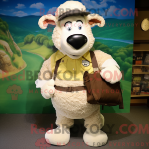 Cream Suffolk Sheep maskot...