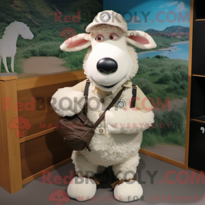 Cream Suffolk Sheep mascot...