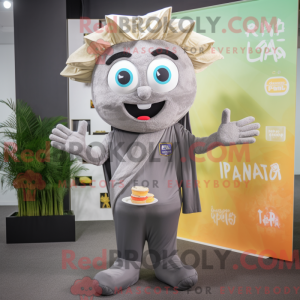Grå Pad Thai maskot kostume...