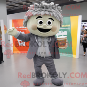 Fantasia de mascote Pad Thai cinza com blazer e faixas de cabeça - Pad Thai mascotes - REBROKO_229221 - RedBrokoly.com