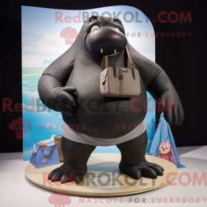 Black Walrus mascot costume...