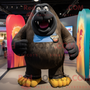 Black Walrus mascot costume...