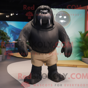 Black Walrus mascot costume...