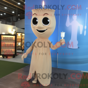 Postava maskota s béžovou...