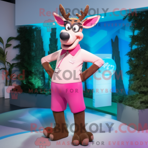 Pink Rensdyr maskot kostume...