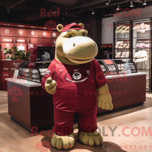 Maroon Hippopotamus mascot...
