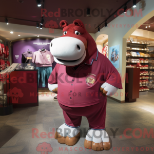 Maroon Hippopotamus mascot...