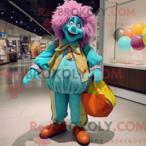 Cyan Clown Maskottchen...
