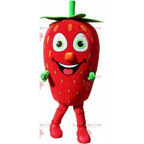 Mascote gigante de morango. Mascote de frutas vermelhas e