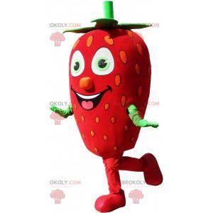 Mascote gigante de morango. Mascote de frutas vermelhas e