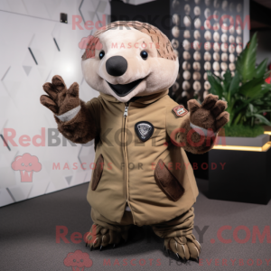 Tan Pangolin mascot costume...
