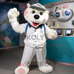 Hvit armbånd maskot kostyme...
