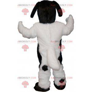 Mascotte de chien blanc et noir poilu et mignon - Redbrokoly.com