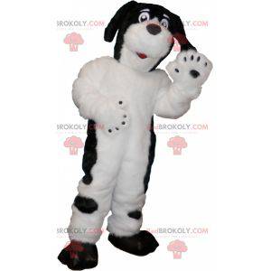 Mascotte de chien blanc et noir poilu et mignon - Redbrokoly.com