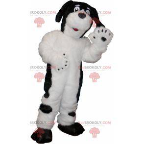 Chlupatý a roztomilý bílý a černý pes maskot - Redbrokoly.com