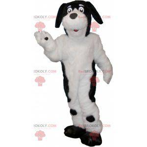 Mascotte de chien blanc et noir poilu et mignon - Redbrokoly.com