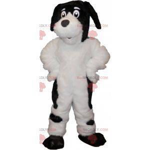 Chlupatý a roztomilý bílý a černý pes maskot - Redbrokoly.com