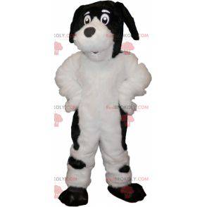 Mascotte de chien blanc et noir poilu et mignon - Redbrokoly.com