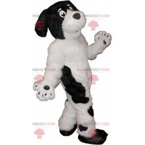 Mascotte de chien blanc et noir poilu et mignon - Redbrokoly.com