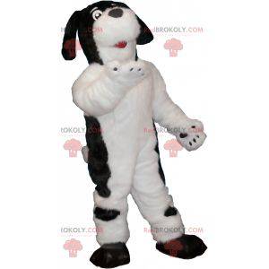 Mascotte de chien blanc et noir poilu et mignon - Redbrokoly.com