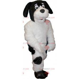 Mascotte de chien blanc et noir poilu et mignon - Redbrokoly.com