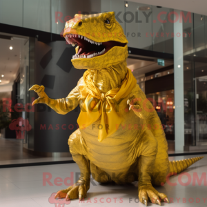 Gold T Rex maskotdraktfigur...