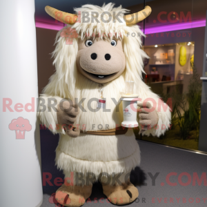 Beige Yak-mascottekostuum...