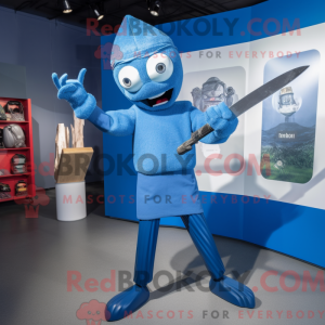 Blå Knife Thrower maskot...