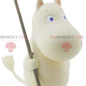 Mascote hipopótamo branco com olhos azuis - Redbrokoly.com