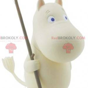 Mascotte d'hippopotame blanc aux yeux bleus - Redbrokoly.com
