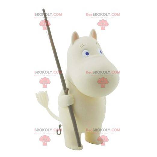 Mascote hipopótamo branco com olhos azuis - Redbrokoly.com