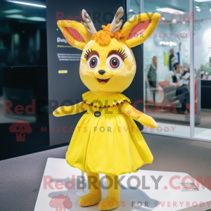 Yellow Deer maskot kostyme...