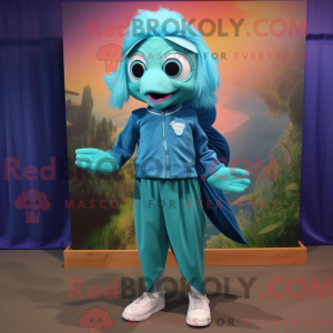 Teal Betta Fish mascot...